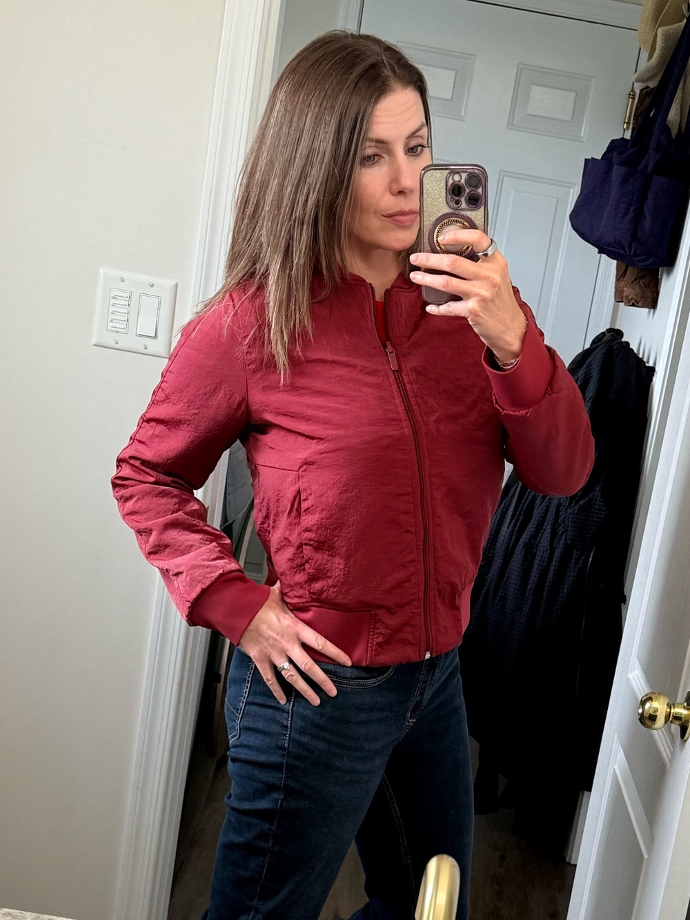 lululemon athletica Bomber Jacket in Deep Red
